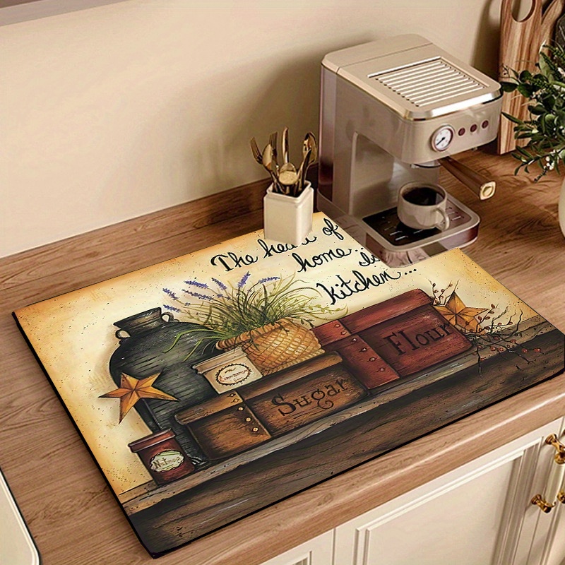 

1pc Versatile Kitchen Mat - Quick-dry, Oil & Water Resistant, Perfect For Dish Drying, Coffee Machines & Laundry Appliances