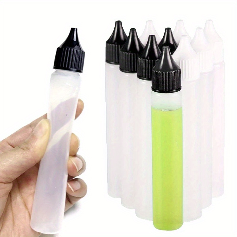 

5-piece 30ml Slim Pen-style Dropper Bottles For E-liquid - Durable Plastic, Long Tip, Black