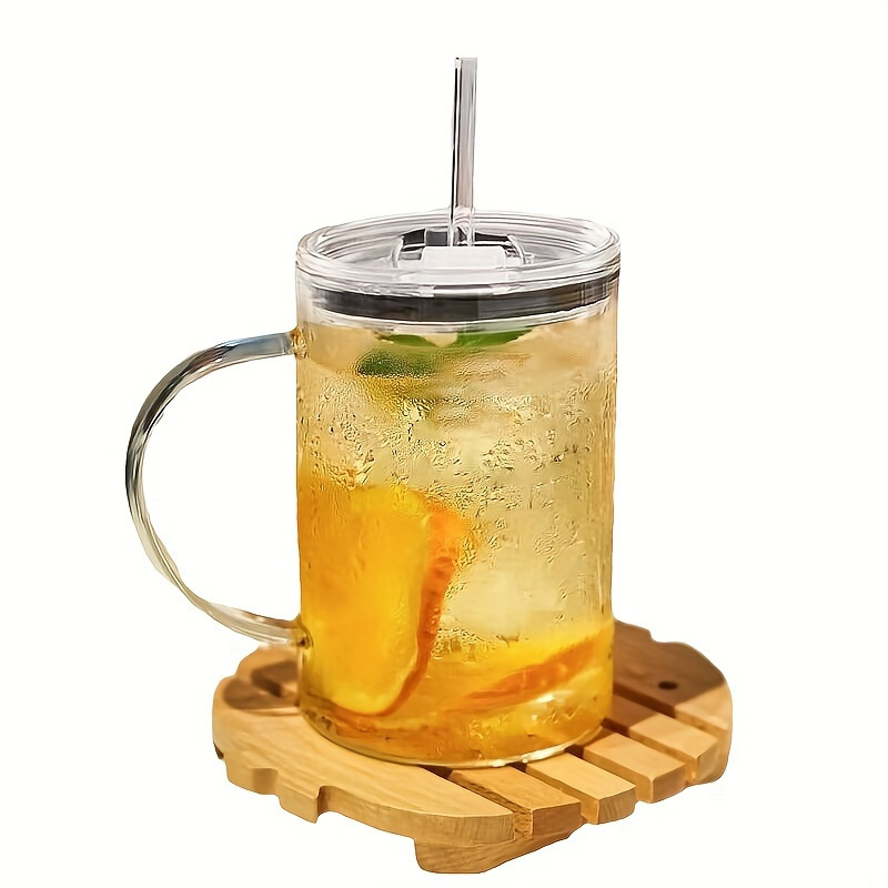 

Tasse en verre réutilisable et biodégradable avec couvercle et paille - Convient pour le , les boissons d'été et d'hiver - Lavable à uniquement - pour , Noël, de Noël et Pâques