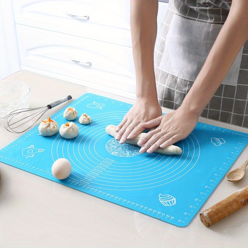 extra large silicone pastry mat with measurements non slip heat resistant baking kneading pad for dough and   thick baking tray details 0