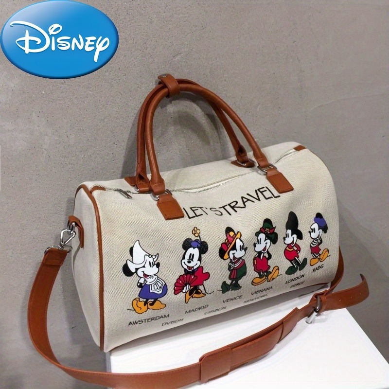 

Disney Mickey And Portable Canvas Travel Bag, Large Capacity Shoulder Gym Bag, Cartoon Unisex Weekend Duffle Bag For Camping And Outdoor Activities