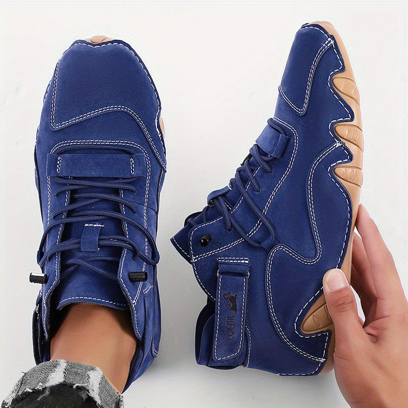 Herren Freizeit High-Top Sneaker Weiche Sohle, Bequeme Slip-On  Knöchelstiefel mit Klettverschluss für Gehen, Atmungsaktives  Stofffutter,