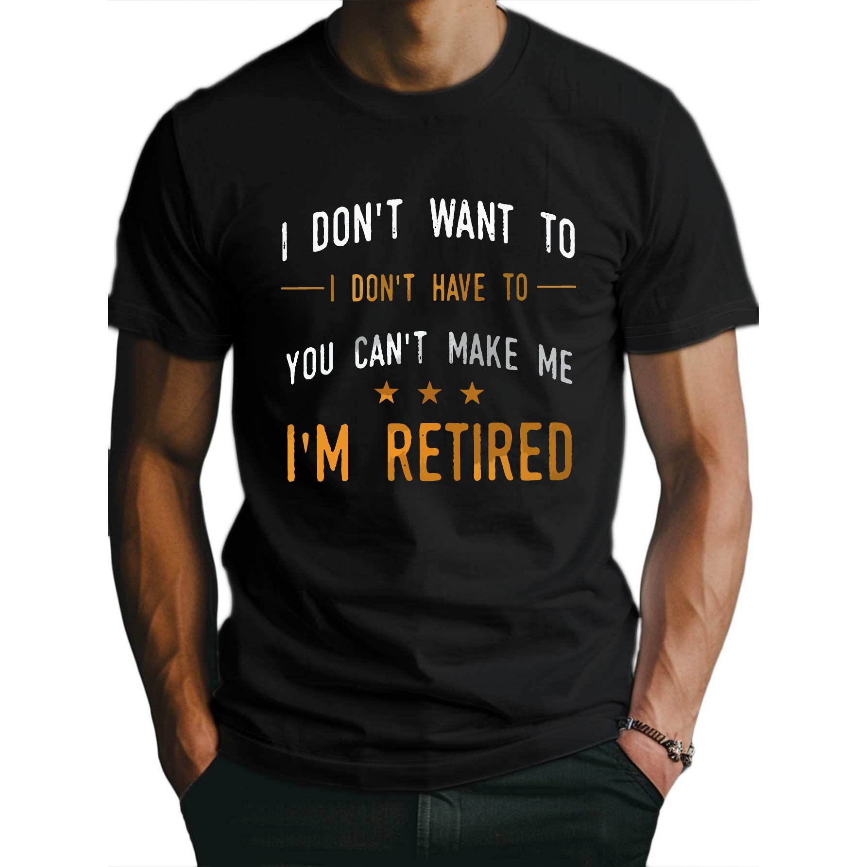 

Fashion Letters I M Retired Fitted Men's T-shirt, Sweat Absorption And Freedom Of Movement