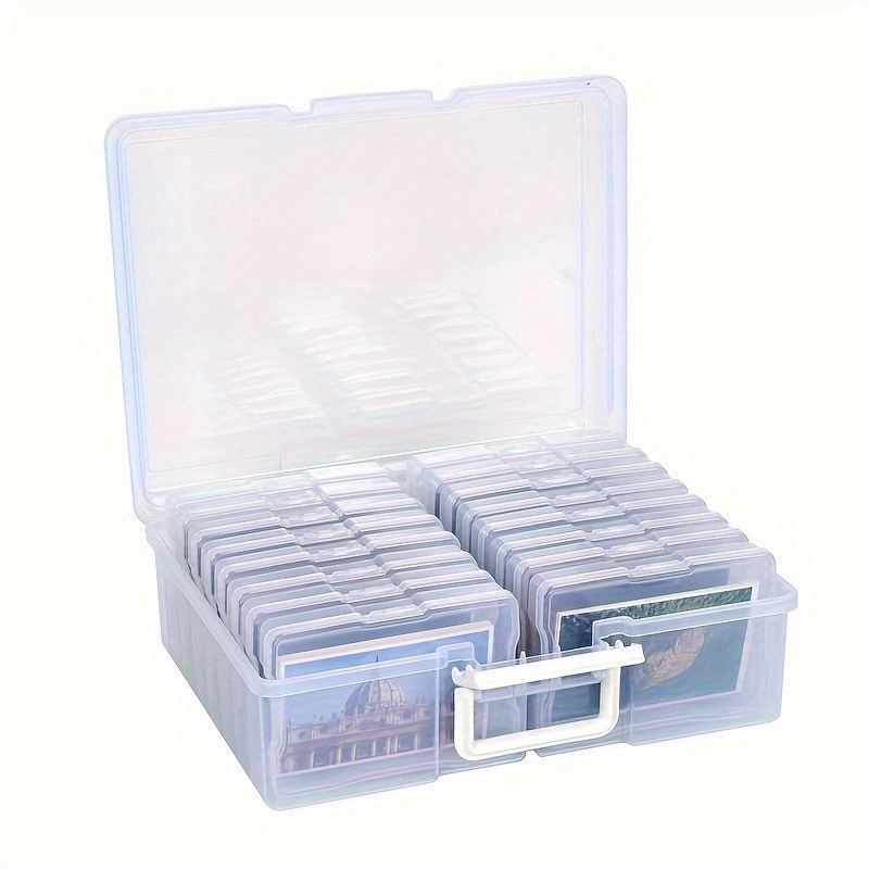 

16-slot Clear Photo Organizer Box - , Portable Storage For Cards, Photos, Stamps & Office Supplies - Ideal For Collectors, Home & Travel