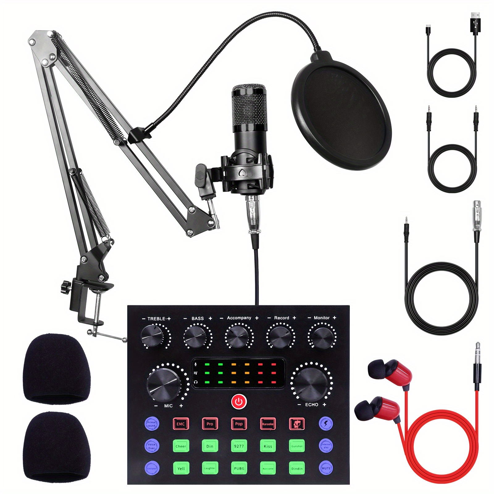 

Podcast Equipment Set, Audio Interface With Live Sound Card And And Headphones, Podcast Microphone, Wired Microphone, Recording, Broadcasting, Live Streaming