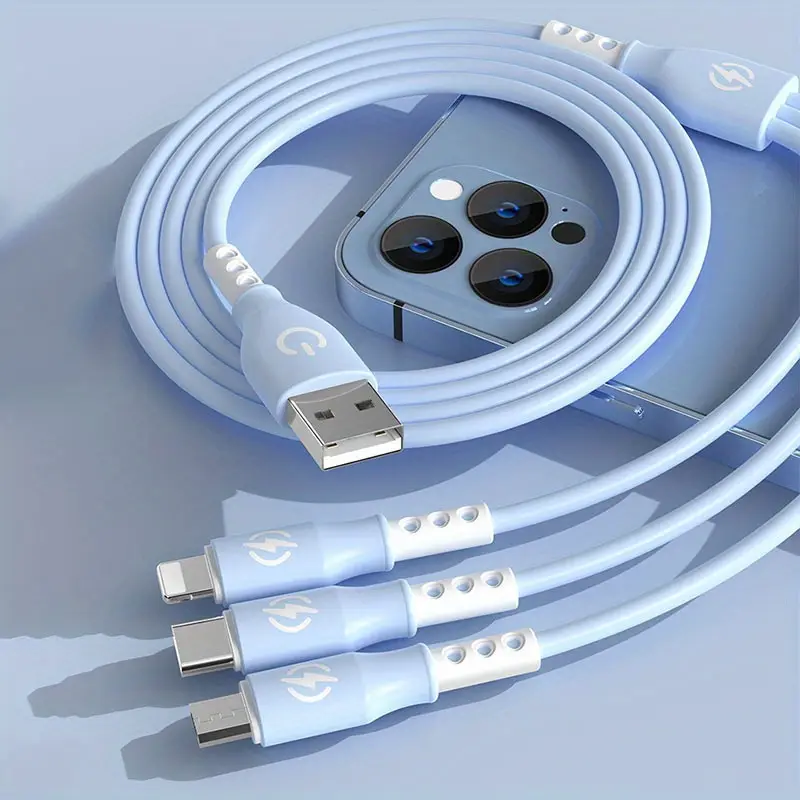 3 in 1 usb charging cable 66w super fast data sync cord 1 2m flexible durable cable 36v operating voltage 50 80w output power no battery required details 2