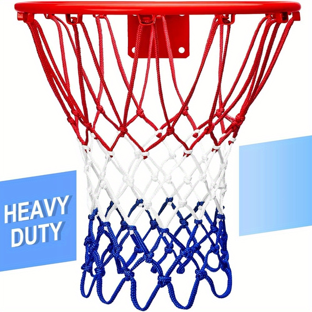 TEMU Upgraded Thickening Heavy Duty Basketball Net: Rainproof And Sunscreen For All-weather 21inches Standard Thick Nets, 12 Loops For Indoor And Outdoor Replacement Net