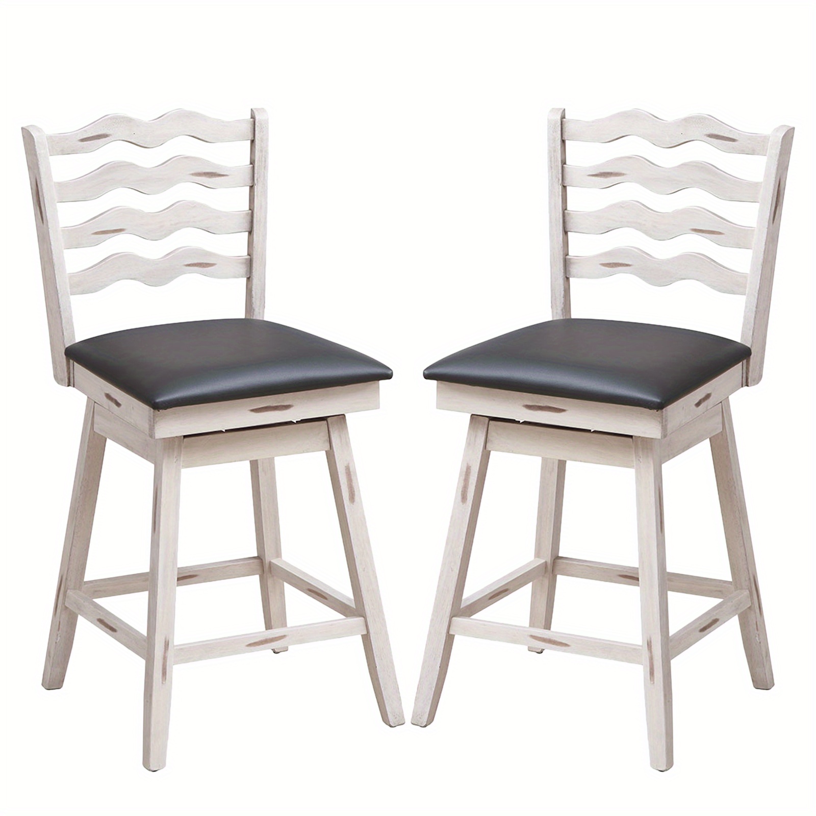 

Gymax Set Of 2 Swivel Bar Stools Counter Height Upholstered Faux Leather Dining Chair