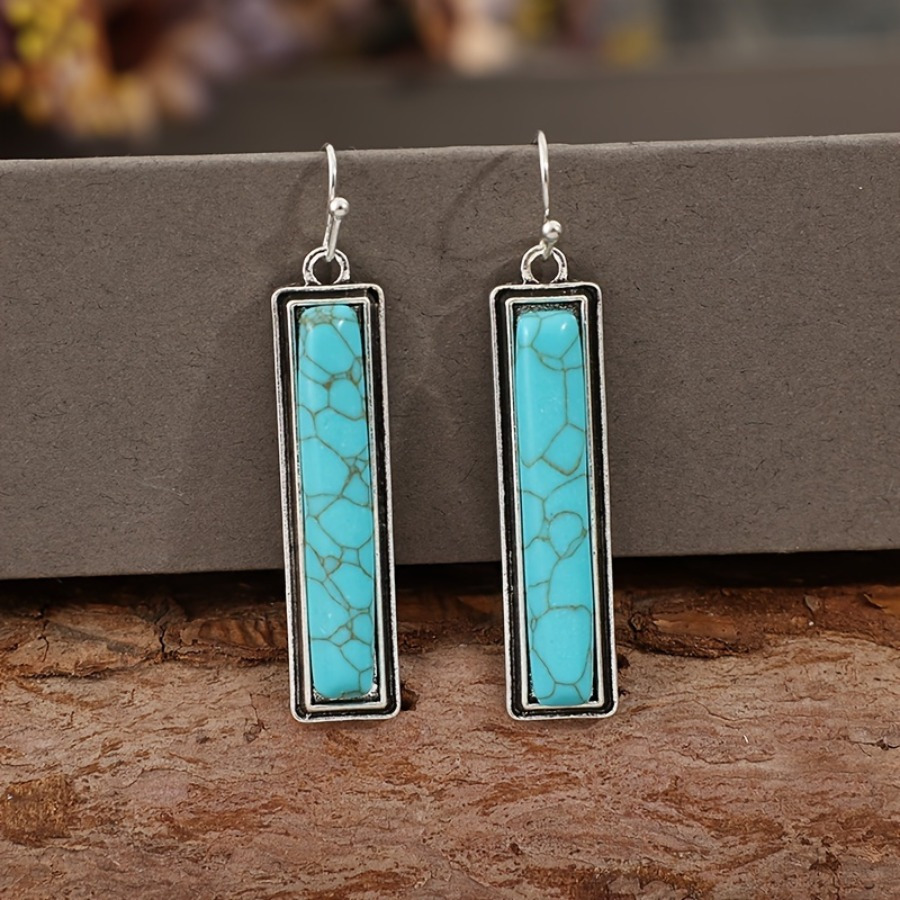 

Elegant Turquoise Dangle Earrings: Daily Elegance With Vintage Boho Charm, Silver-plated Stainless Steel, Perfect For Every Occasion