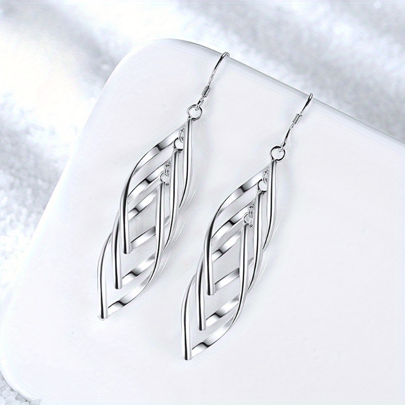 TEMU 1 Pair Of Elegant Earrings - Hypoallergenic - Twisted Tassel Earrings Face Slimming Design - Wavy Ear Line Twist Three-line Drop - Feminine Charm