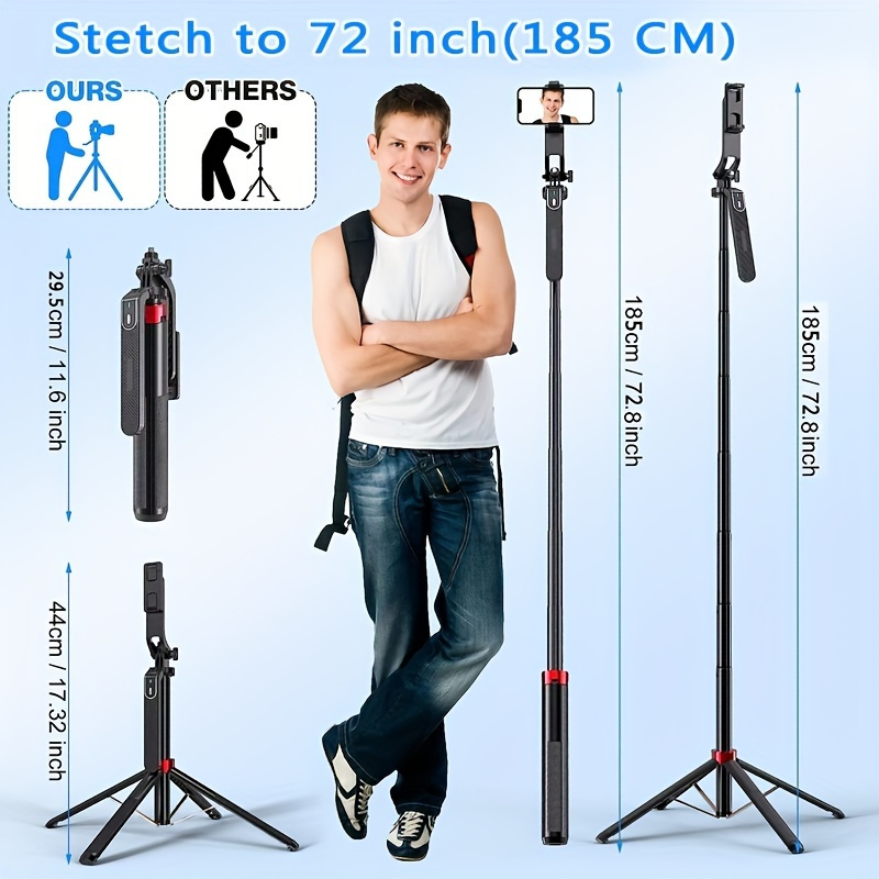 

72" Extendable Wireless - 360° , 1/4 For & Phone, Portable Aluminum Stand For , Live &