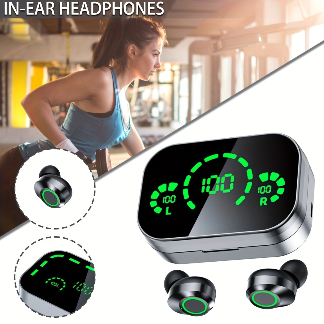 

2024 Triple-screen Smart Wireless Earbuds - Digital Display, Fashion Mirror Design, Wireless Charging, Phone Backup Battery, Perfect For Sports & Gaming