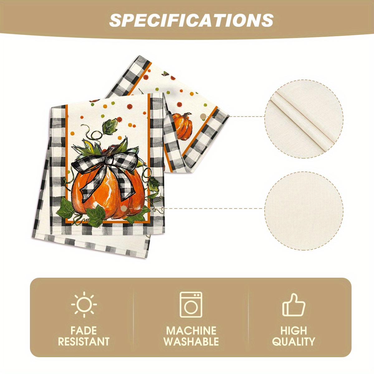 e pumpkin bow fall table runner place mats - Temu