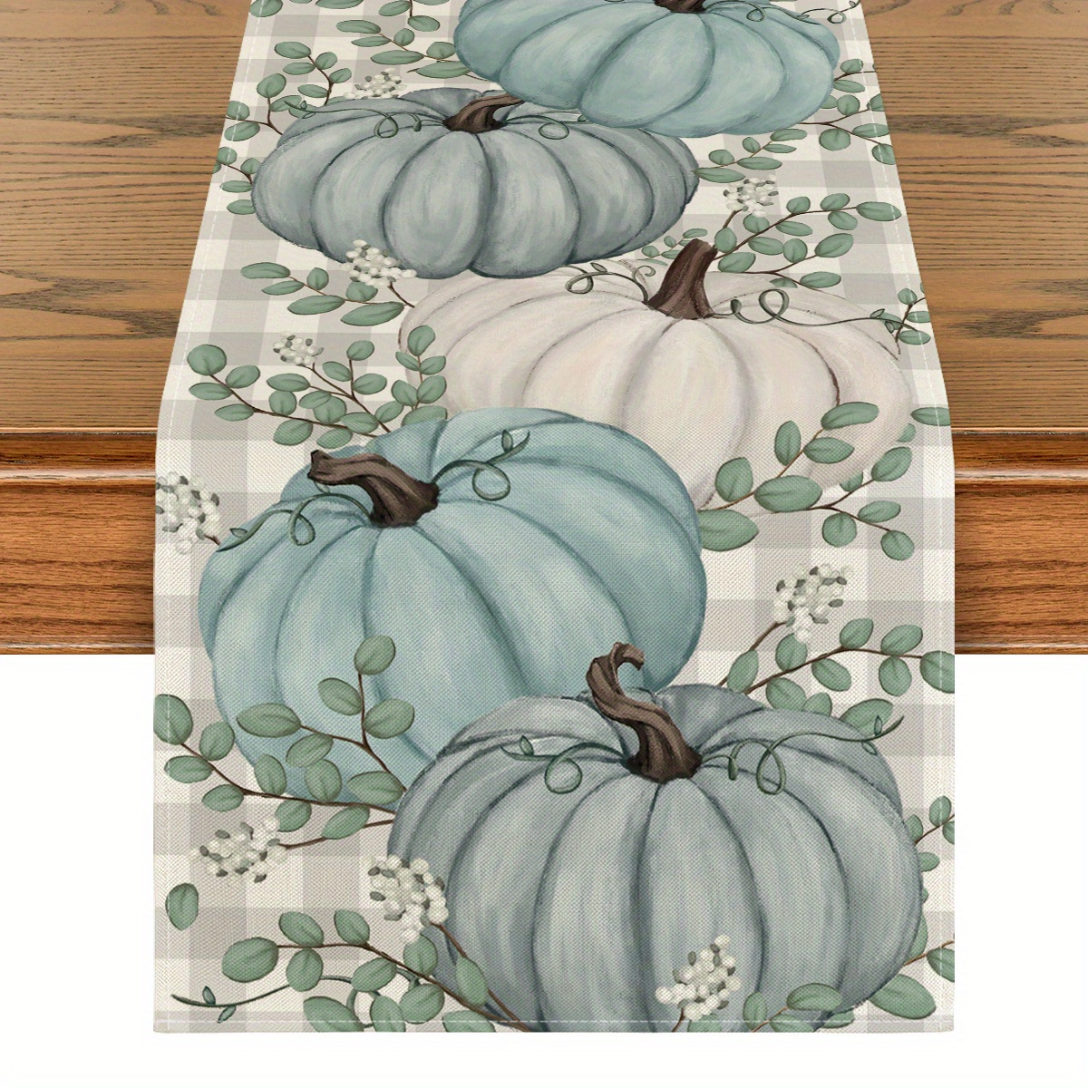 

Sm:)e Pumpkins Leaves Eucalyptus Fall 1pc Table Runner 13x72 Inch And 4pc Place Mats 12x18 Inch, Autumn Thanksgiving Kitchen Dining Table Funky Home Decoration For Home Party Funky Home Decor