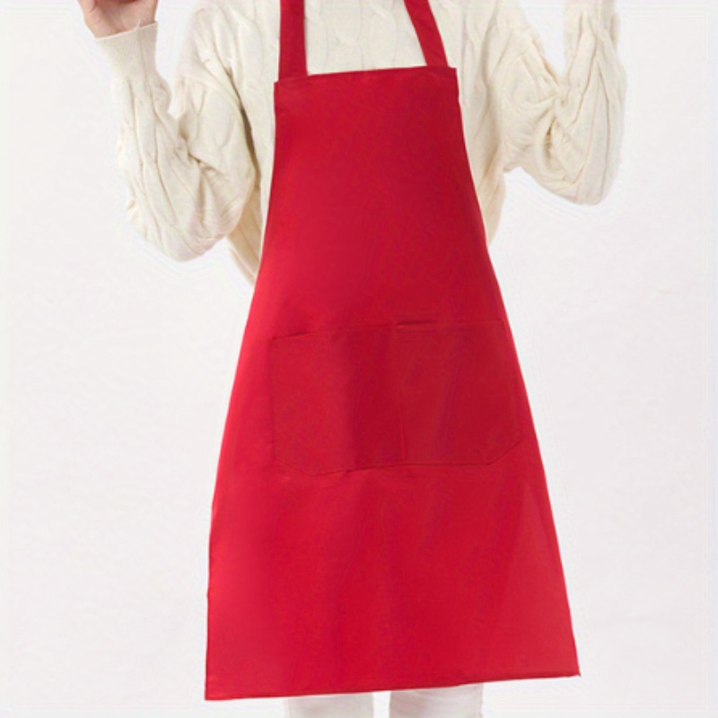 

Waterproof Oil-resistant Unisex Apron With Adjustable Neck And Waist Straps, Sleeveless, Home Kitchen Cooking Apron With Front Pockets - Pack Of 1