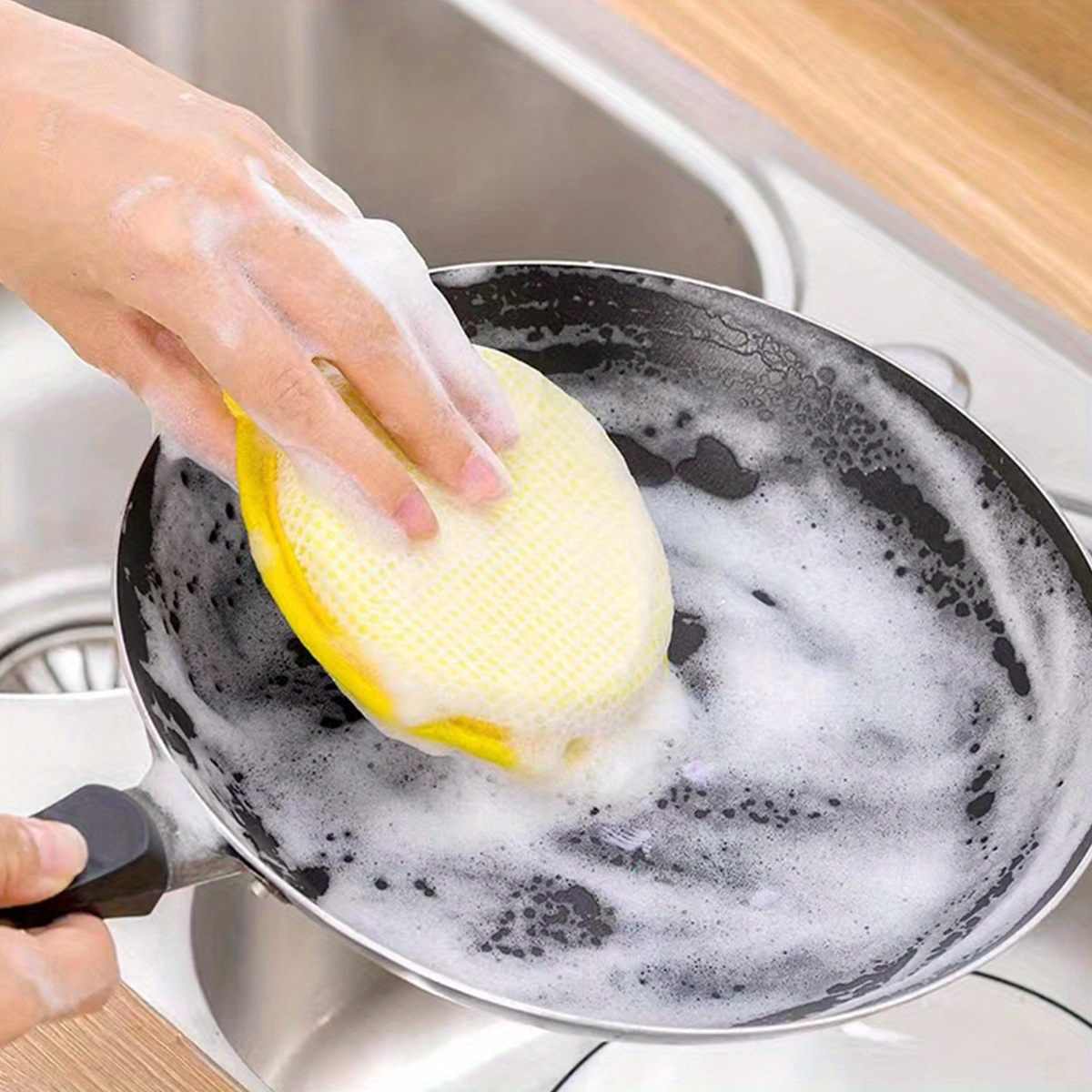 6/12 buc. Burete Magic Dublu pentru Spălat Vase - Perie de Curățat Oale și Vasuri cu Putere de Eliminare a Petelelor - Prosop Durabil și Absorbant pentru Curățarea Bucătăriei, Suprafețe Spumante Fără Grăsime, Culoare Aleatorie