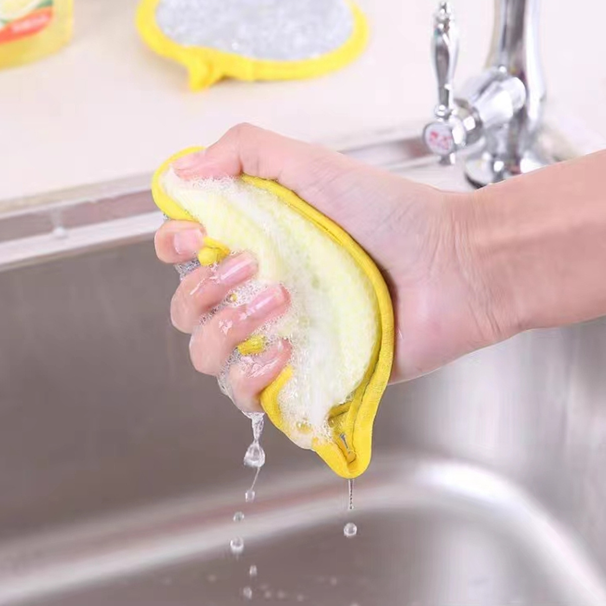 Magic Double-Sided Dishwashing Sponge Brush 6 or 12-Pack Durable Absorbent Kitchen Cleaner for Pots and Dishes
