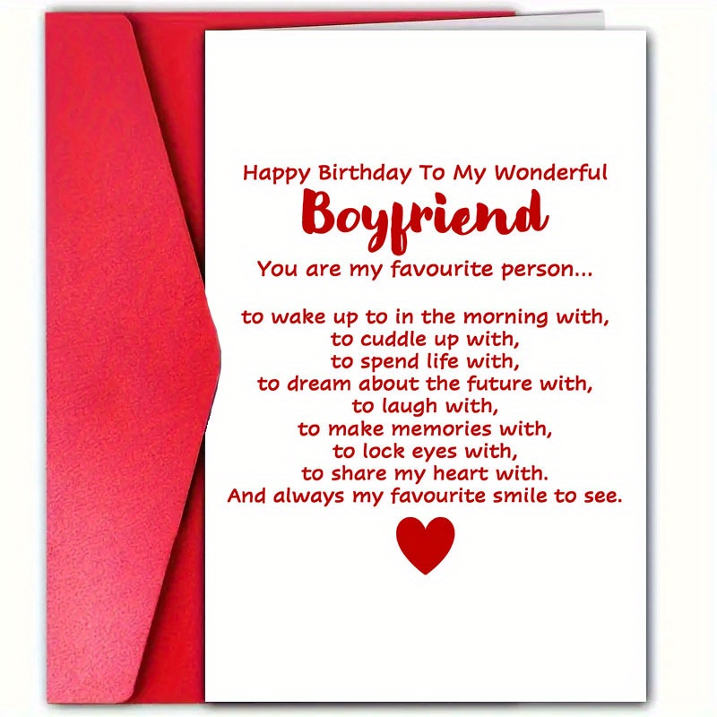 

1pc Romantic Birthday Greeting Card For Boyfriend - Premium Paper Quality, Heartfelt Message For Special Occasions, Versatile Gift For Loved Ones - Ideal For Men & Women, Dad, Mom, Siblings, Friends