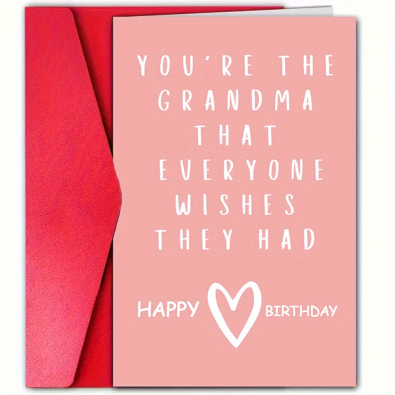 

Birthday Greeting Card For Grandma - Funny Birthday Wishes With Envelope, High-quality Paper Material, Perfect For Anyone, Special Card For Grandmother's Birthday Celebration - 1pc