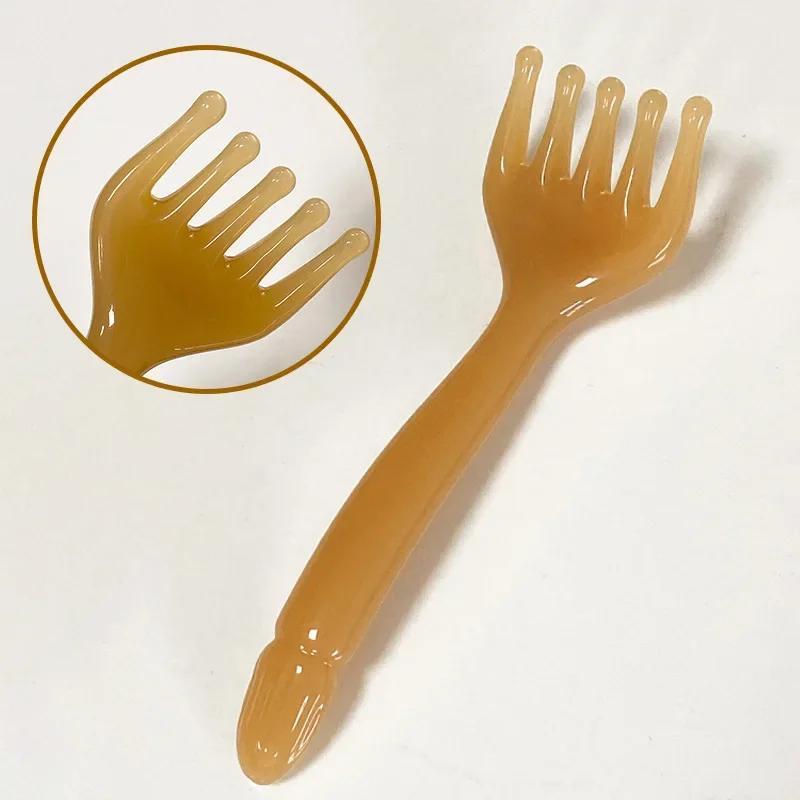 1 unidad de Masajeador de Cabeza de Resina y Gua Sha para el Cuero Cabelludo para Masaje Corporal, Cuello y Piernas, con un Palo de Rasurado de Cinco Garras