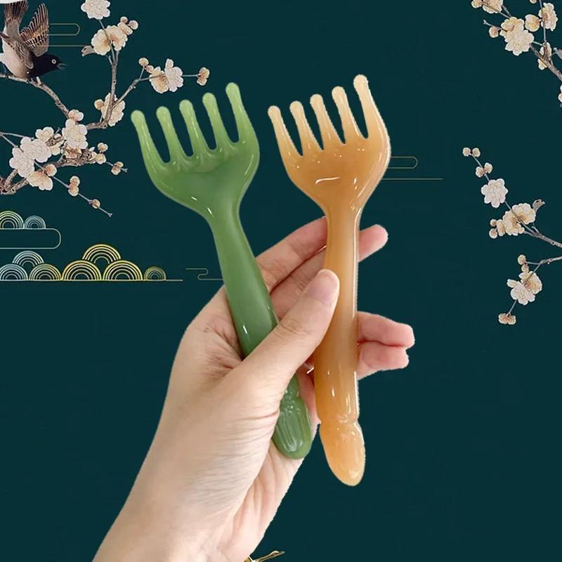 1 unidad de Masajeador de Cabeza de Resina y Gua Sha para el Cuero Cabelludo para Masaje Corporal, Cuello y Piernas, con un Palo de Rasurado de Cinco Garras