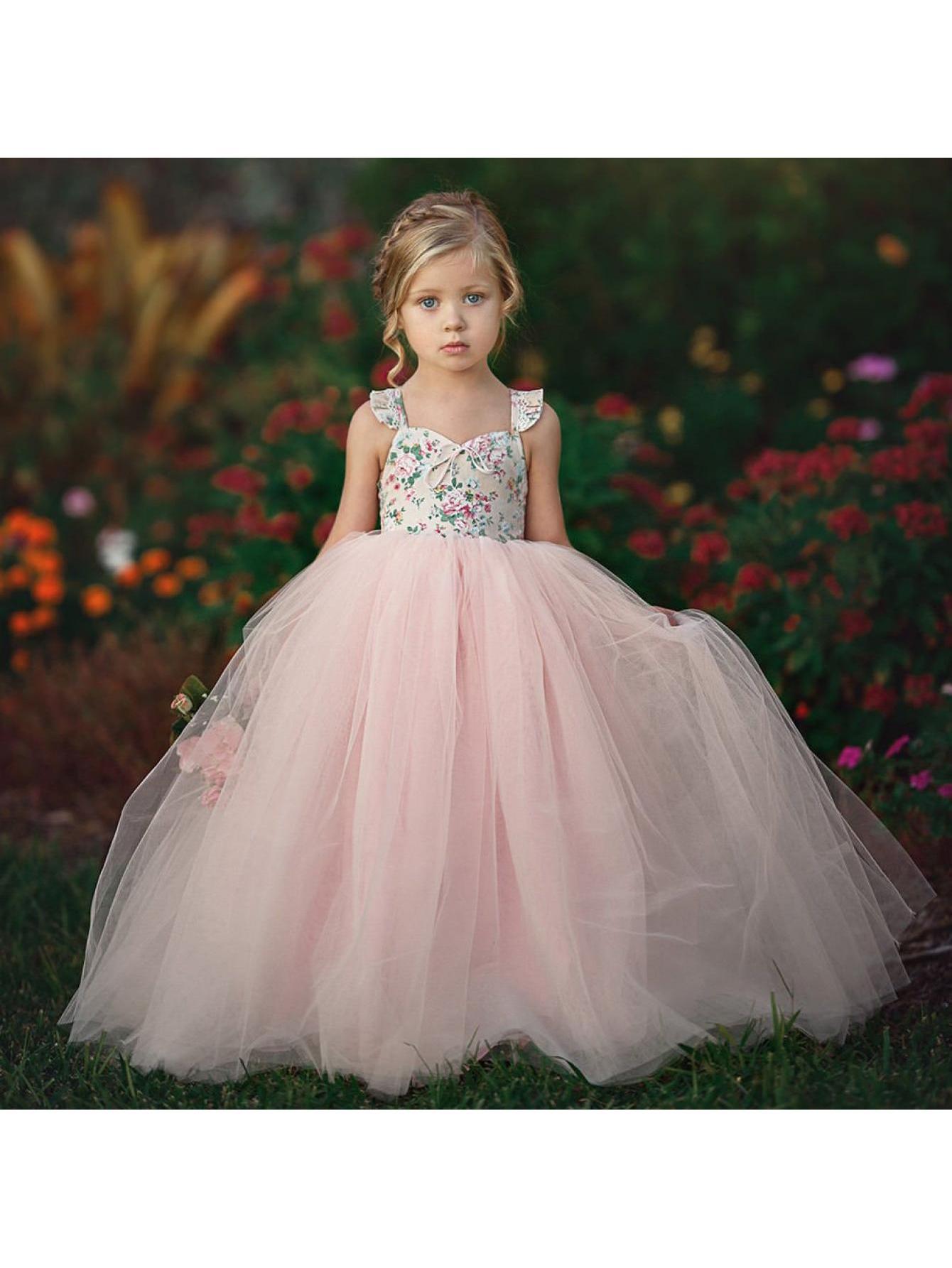 kids girls princess dress wedding bridesmaid sleeveless tutu - Temu