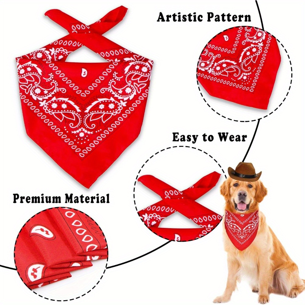 Hundekostüm Cowboy – Set Mit Braunem Hut & Rotem Halstuch, Für Kleine/mittlere/große Hunde, Halloween