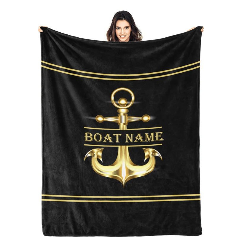 

Custom Christmas Gift Blanket - Personalized Name With Anchor Design, Soft Flannel Throw For Couch, Office, Outdoor Beach Camping - Versatile & Durable Holiday Decor