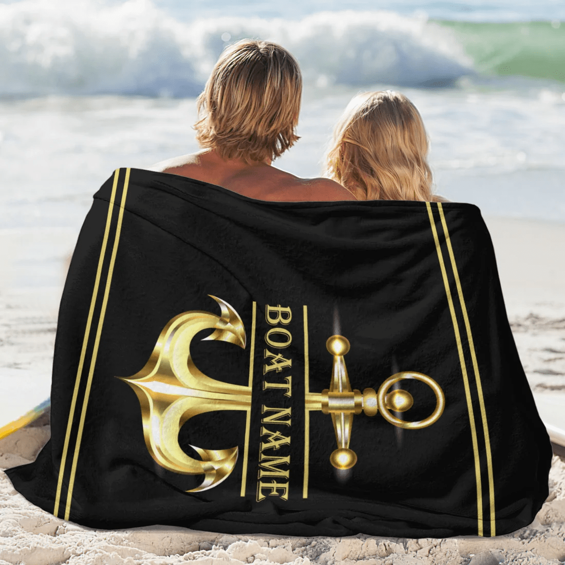 TEMU 1pc Creative Christmas Gift Blanket, Anchor Pattern Self- Name Custom Flannel Blanket, Holiday Blanket, Gift Blanket, , Outdoor Beach Camping,