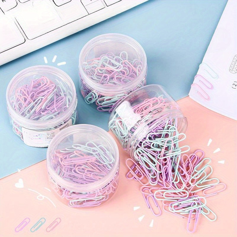 

160pcs Stainless Steel Paper Clips In Assorted Pastel Colors, Waterproof & Rustproof, Office Stationery And School Supplies, 29mm Durable Metal Memo Clips Bookermarks