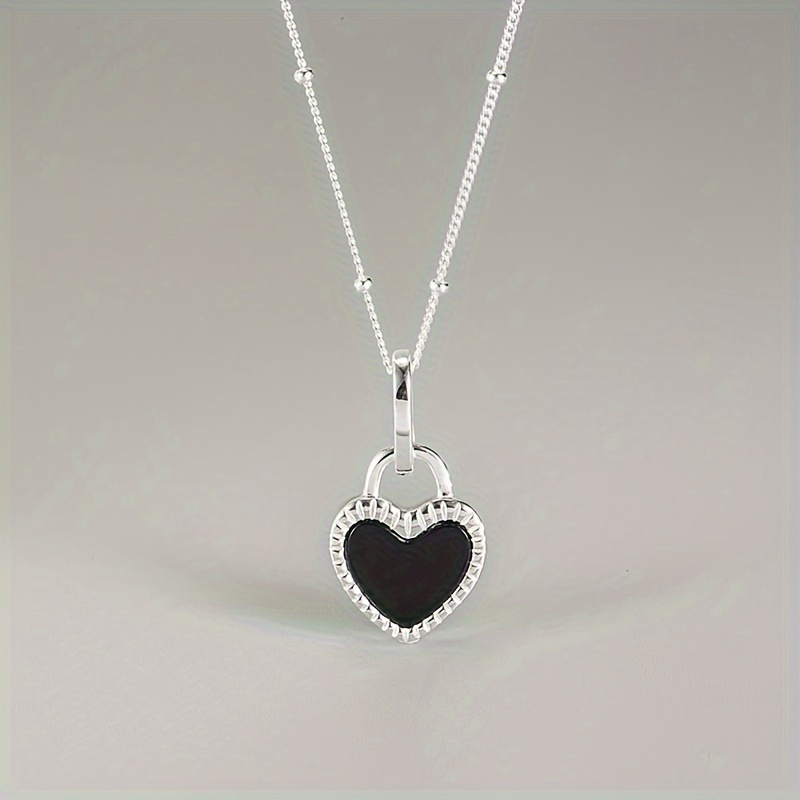 

S925 Sterling Silver Elegant Double-sided Heart-shaped Necklace With Personalized Collarbone Chain Accessories For Women