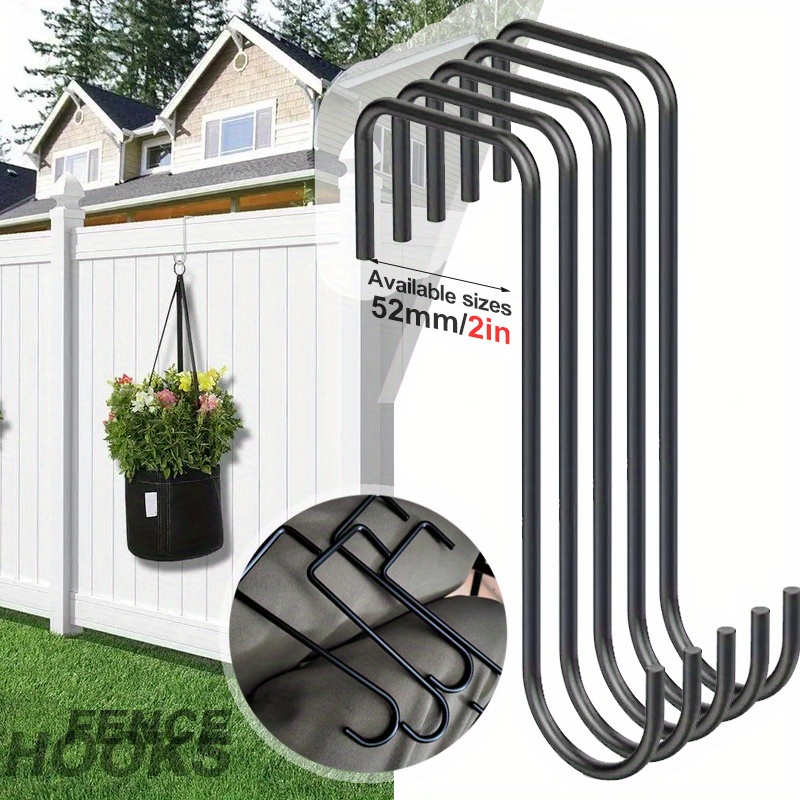 

5/9pcs Heavy-duty Metal Fence Hooks, 6" Long - 2" Fences, Ideal For Garden & Yard Decor, Planters, Bird Feeders, Christmas Lanterns