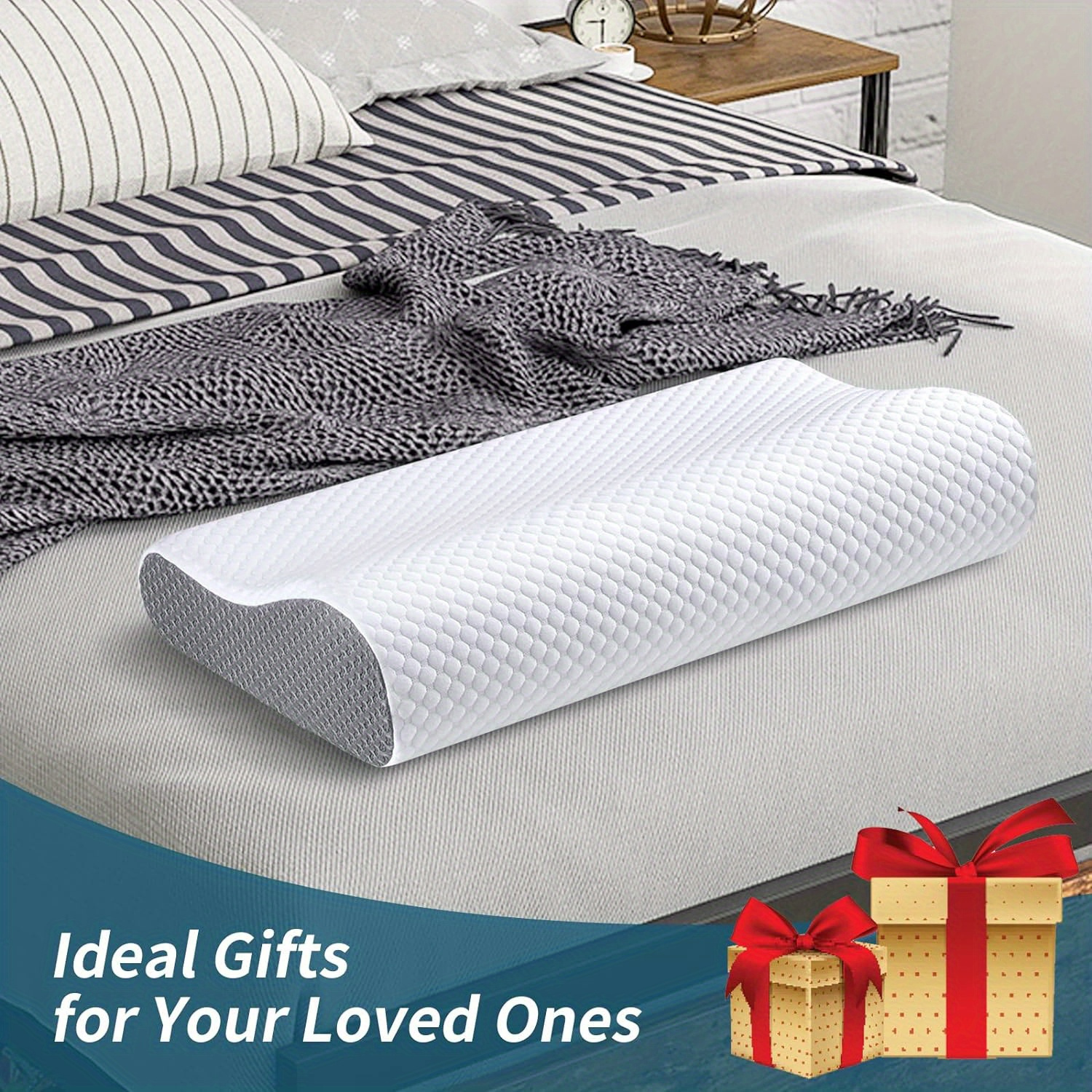 Oreiller Cervical NOFFA 40x60cm - Mousse Mémoire De Forme Gel Rafraîchissante - Pour Dormeurs Dos Et Côté