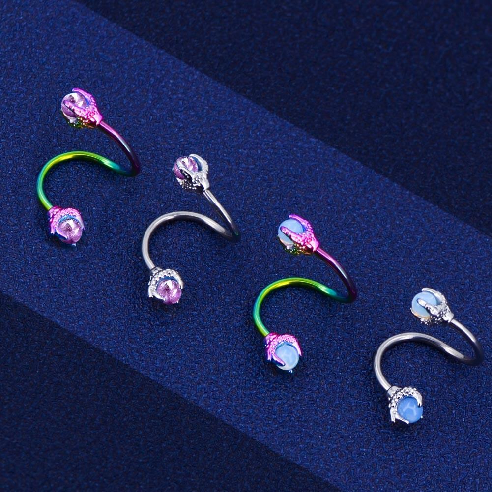 

16g Dragon-claw Spiral S-shape Barbell Opal Helix Piercing Jewelry