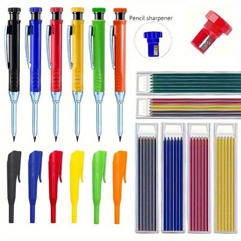 

12 stylos de menuiserie en métal de 2,8 mm avec clips - Convient à divers besoins de marquage