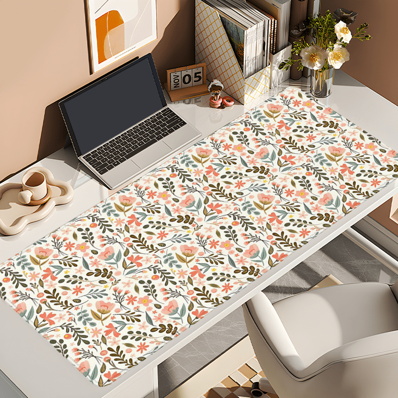 

Tapis de souris floral bohème : Design floral élégant, grand tapis de bureau (31,4 x 15,7 pouces), base en caoutchouc antidérapante, bord cousu - Cadeau parfait pour les amateurs de bureau