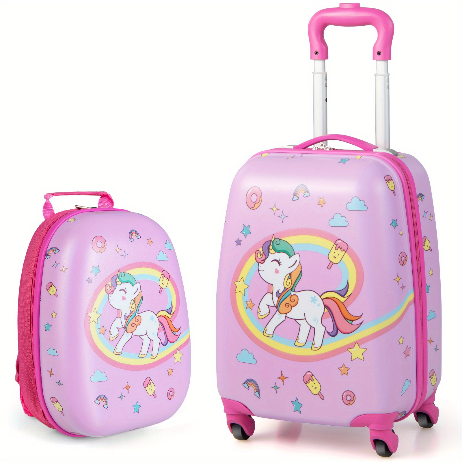 

Safstar 2pc Kids Carry On Luggage Set 12" Backpack And 16" Rolling Suitcase For Travel