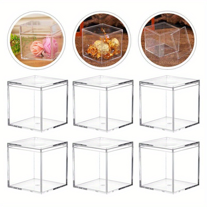 

6pcs Clear Acrylic Gift Boxes With Lids - Elegant Jewelry & Candy Display Cases For Weddings, Parties, And Home Decor, Jewelry Showcases | Elegant Clear Boxes | Feature, Gift Wrap Storage