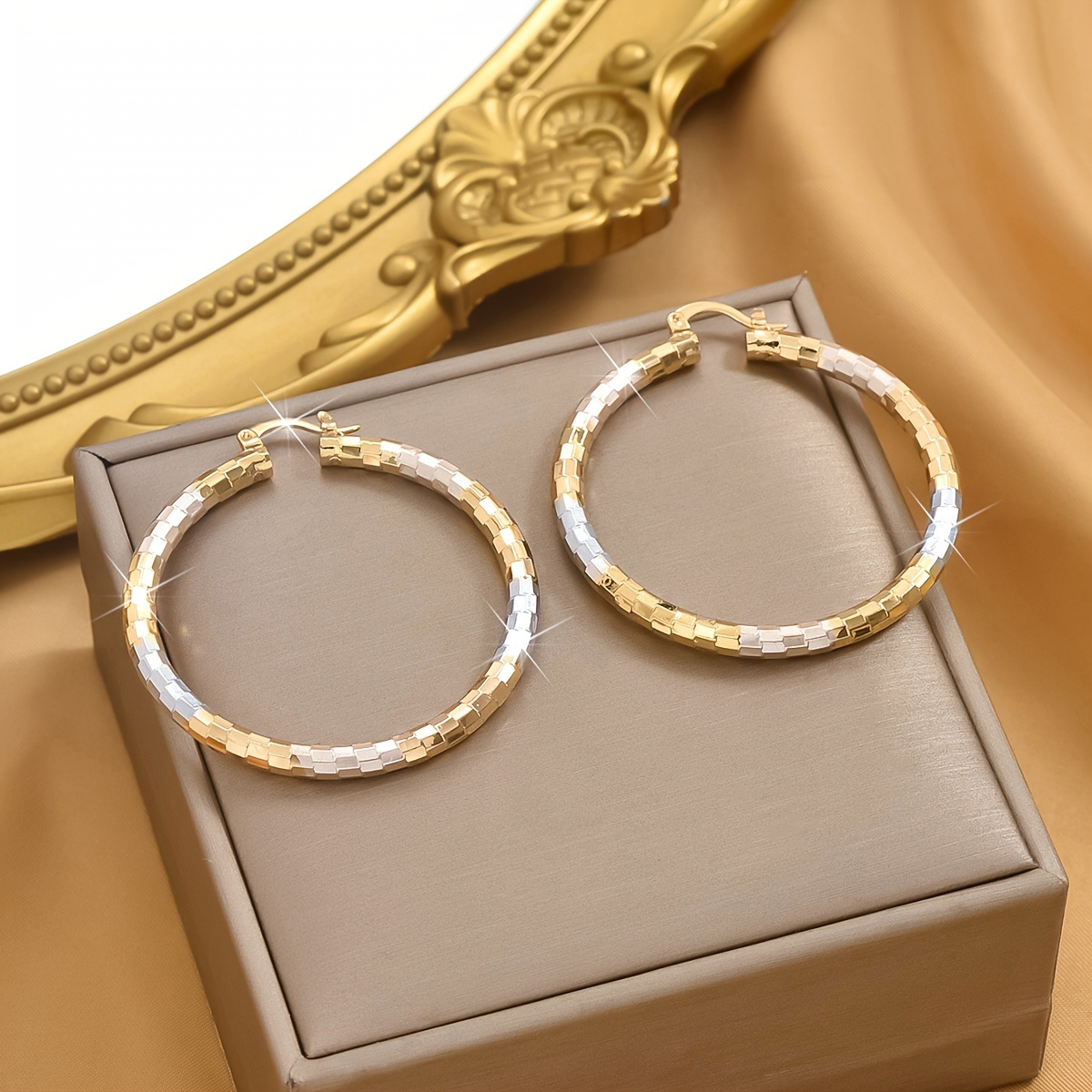 

Trendy Golden Plated Copper Hoop Earrings For Women Creative Partyewery Christmas Gift New Years Gift Valentines Day Gift For Women Mom Girlfriend Family Friends