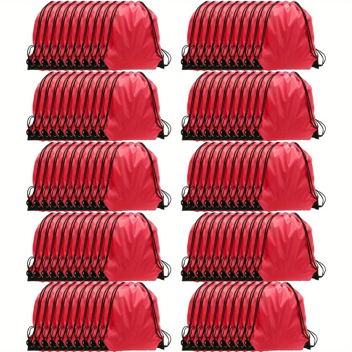 

100pcs Drawstring Backpacks, Nylon Backpack Cinch Sack Drawstring Gym Bag For Sport, Traveling, Team (cherry)