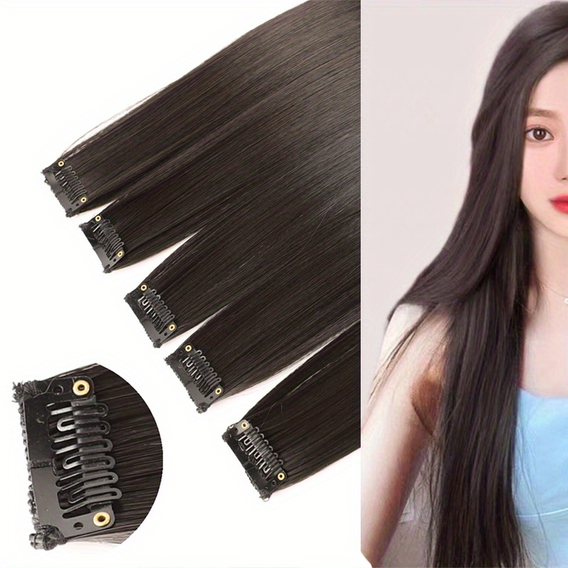 set of five 16 inch hair extensions for women long and invisible seamless hairpieces for everyday use breathable and extended wig pieces Product details 0