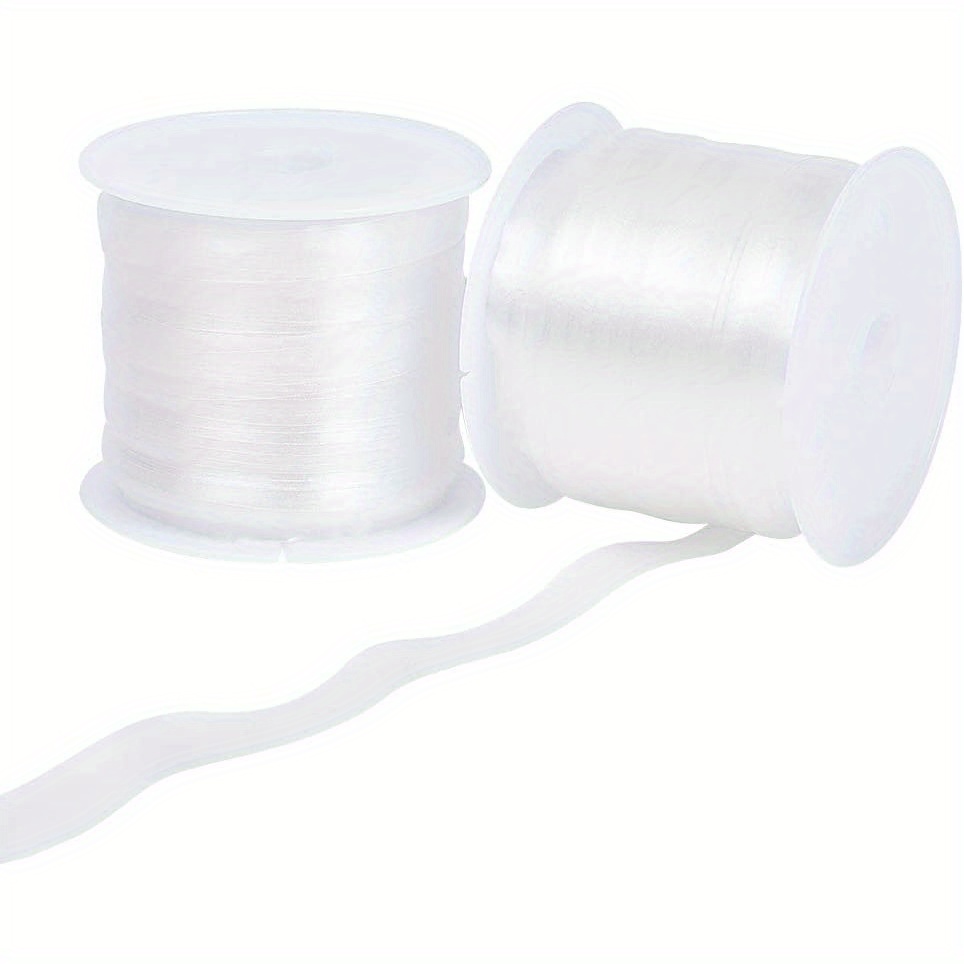 Image of Clear Cord Set For Diy Sewing - 2 Roll Pack, 30m Total, Stretchable Plastic, Adjustable Transparent Strap For Bras And Clothing Projects, (6mm & 10mm Width)