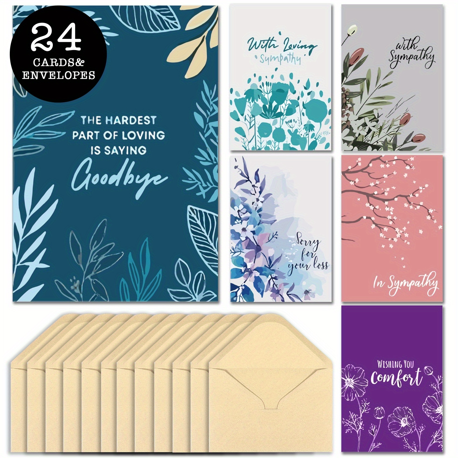 

24-piece Floral Sympathy Card Set With Envelopes - Watercolor Bereavement & Condolence Cards For Any Occasion Sympathy Cards With Envelopes Sympathy Cards