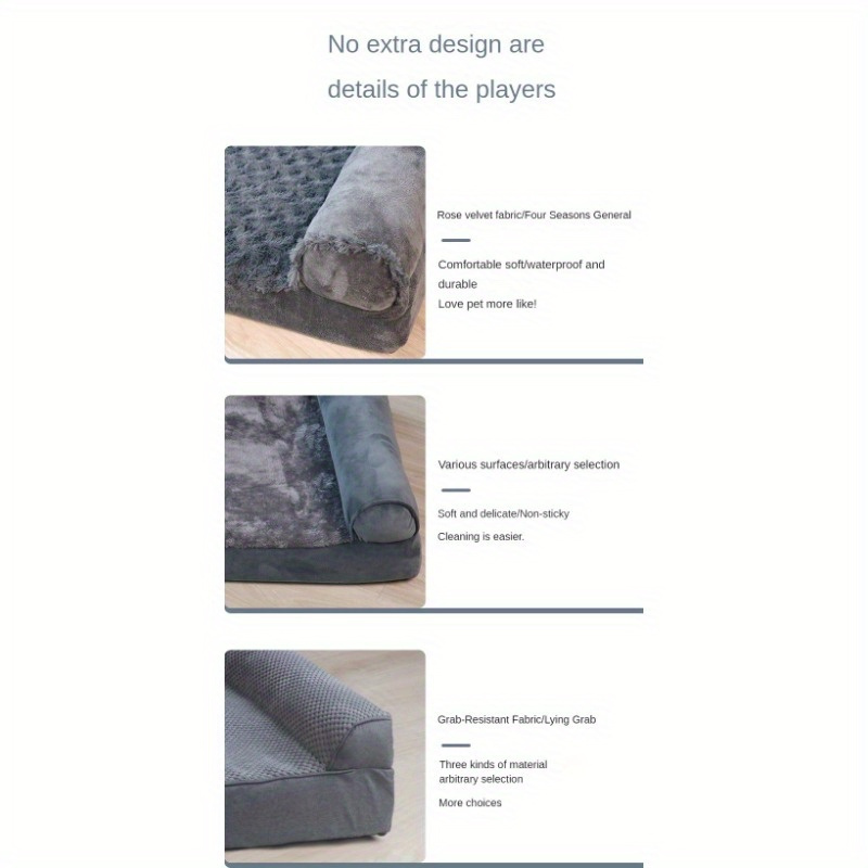 luxury dog bed ultra soft   machine washable non slip bottom memory foam filling black rectangular design   small to large dogs cozy and durable pet bed for year round     material large dog bed Product details 3