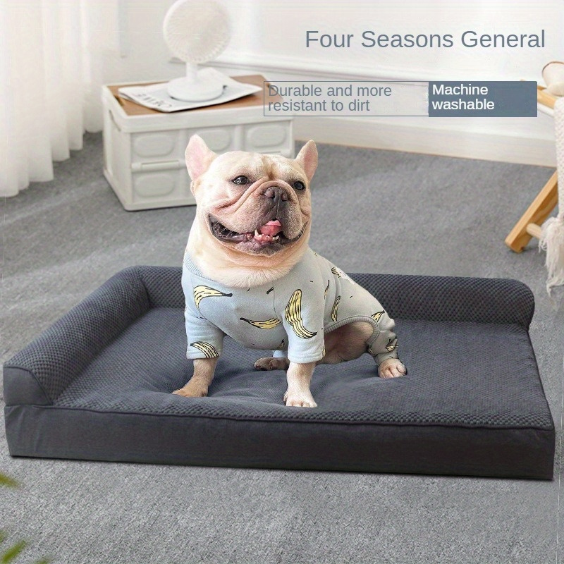 luxury dog bed ultra soft   machine washable non slip bottom memory foam filling black rectangular design   small to large dogs cozy and durable pet bed for year round     material large dog bed Product details 1