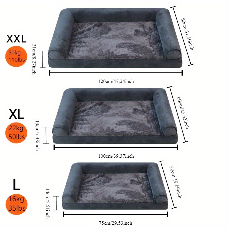luxury dog bed ultra soft   machine washable non slip bottom memory foam filling black rectangular design   small to large dogs cozy and durable pet bed for year round     material large dog bed Product details 2