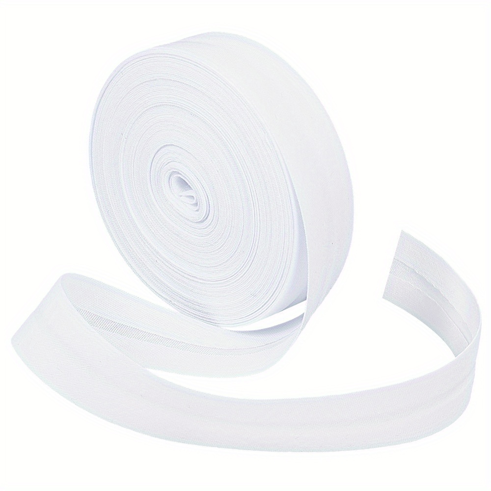 

White Polyester Fold-over Ribbon, 3/4 Inch Wide - 10.94 Yards Per Bag For Crafts & Gift Wrapping, Poly Fold Over Ribbons, Flat White, 3/4 Inch, 10.94 Yards