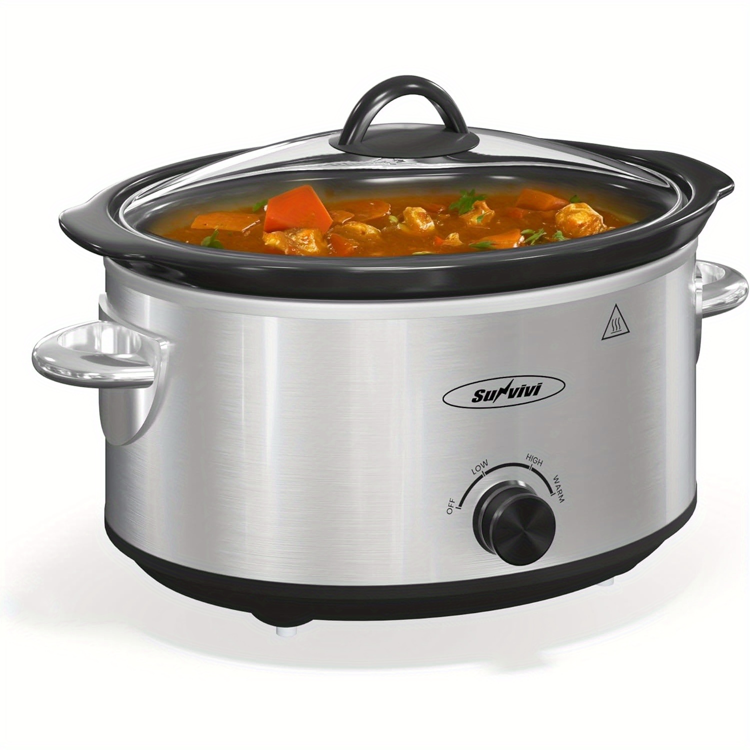 

Royalcraft Cooker, 4qt Small 3 Heating & Removable Pot, Dishwasher Safe Lid & , Steel, Silvery