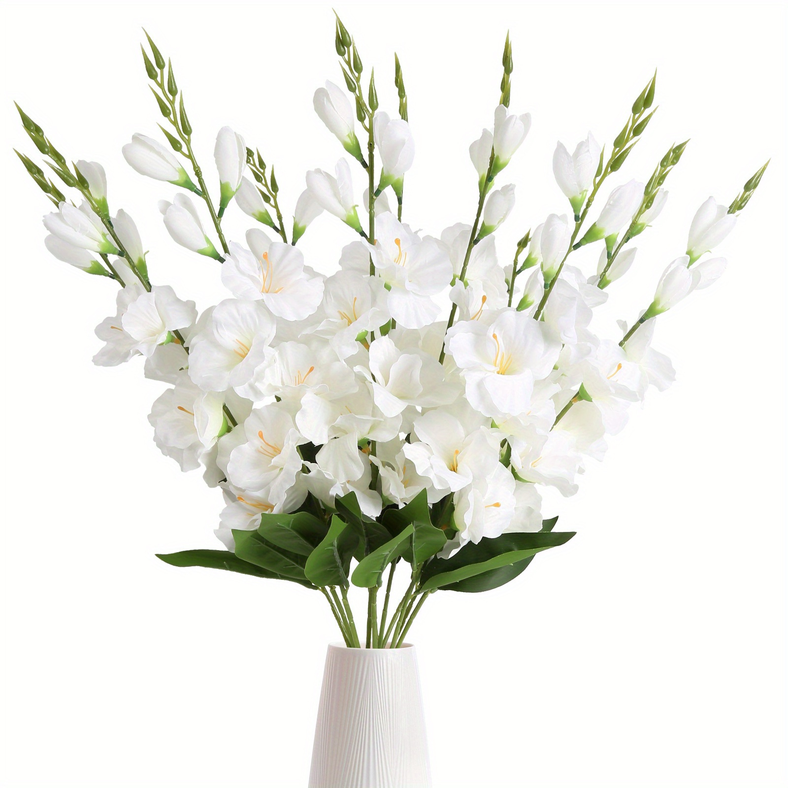 TEMU 10pcs Gladiolus Artificial Flowers 30in Fake Flowers White Artificial Flowers Gladiolus Flowers Long Stem Flowers For Home Wedding Garden