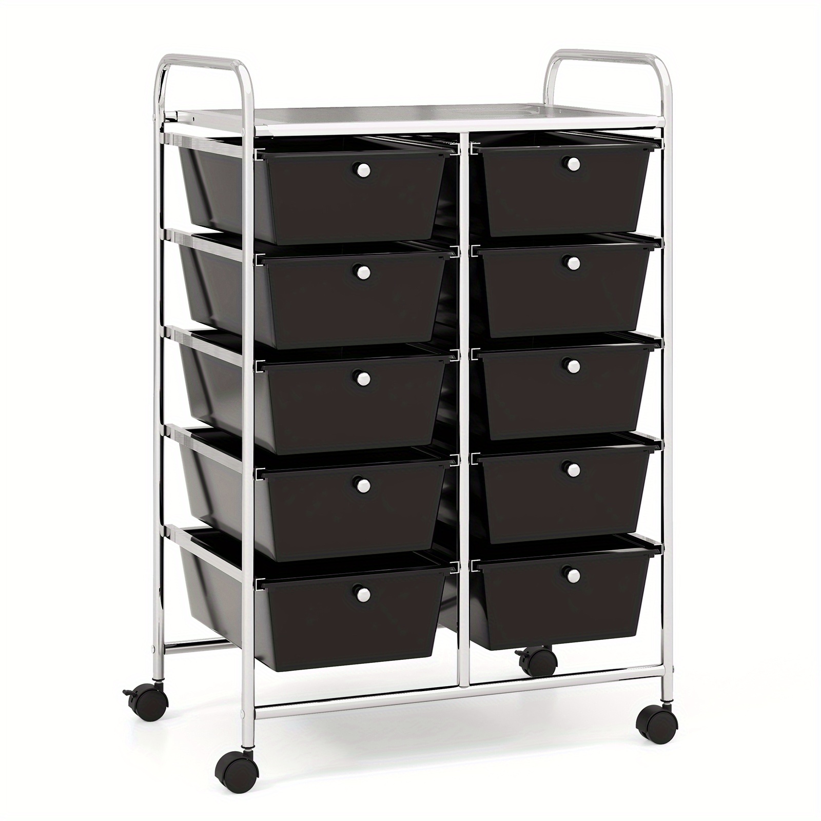 Roller Trolley With 10-stackable Drawers, Drawer Trolley Roller Container With Metal Frame And Shelf, Bathroom Trolley Storage Trolley For Office, Living Room, 65, 5 X 37 X 87cm